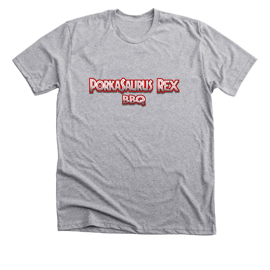 Porkasaurus Rex BBQ, a Athletic Heather Premium Unisex Tee