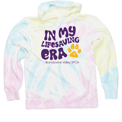 In My Lifesaving Era, a Sunset Swirl Tie Dye Pullover Hoodie