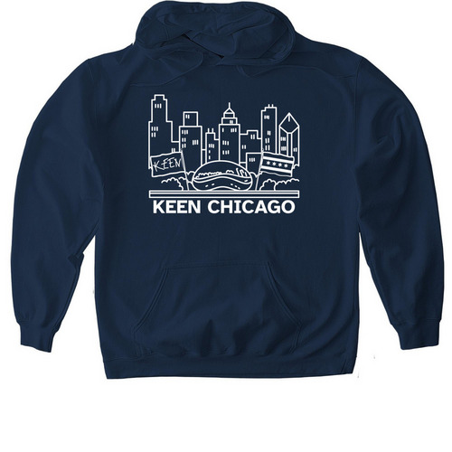 KEEN in Chicago Hoodie, a Navy Gildan Softstyle Pullover Hoodie