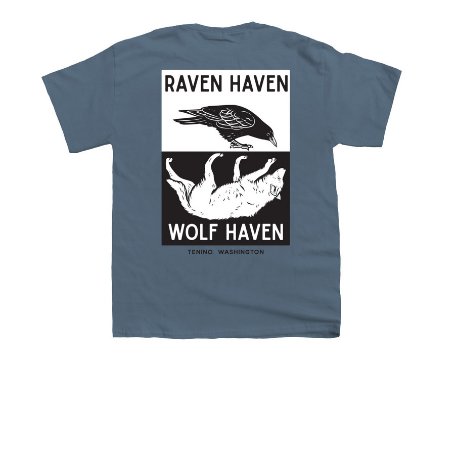 Wolf (Raven) Haven, a Indigo Youth Unisex Tee (back-view)