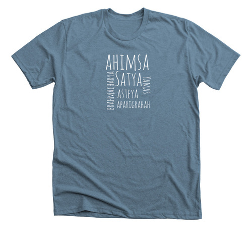Iyengar Yoga Yamas, a Heather Slate Premium Unisex Tee