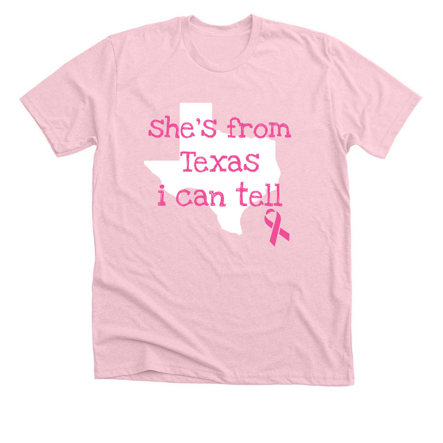 Representing Texas while supporting our cause, a Heather Pink Premium Unisex Tee