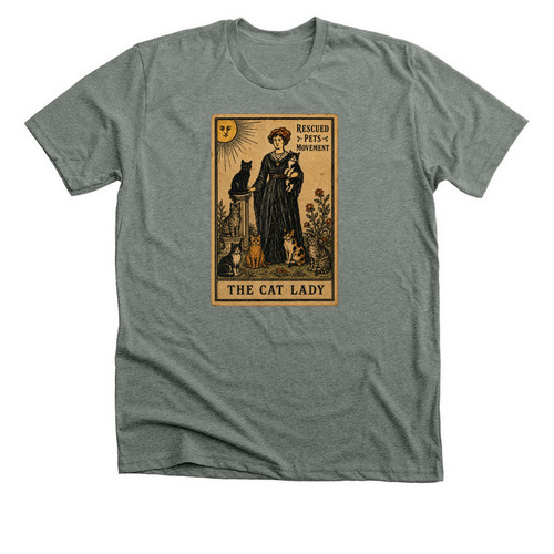 The Cat Lady, a Deep Heather Premium Unisex Tee