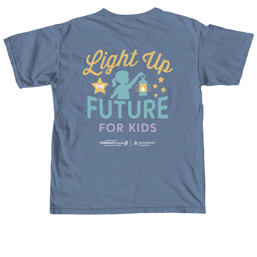 Light Up the Future, a Blue Jean Comfort Colors Unisex Tee (back-view)