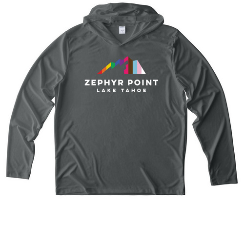 Zephyr Point's kin?dom Camp!, a Dark Smoke Grey UV Performance Long Sleeve Hoodie