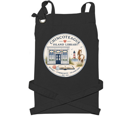 Chincoteague Island Library, a Black Cotton Canvas Pocket Apron