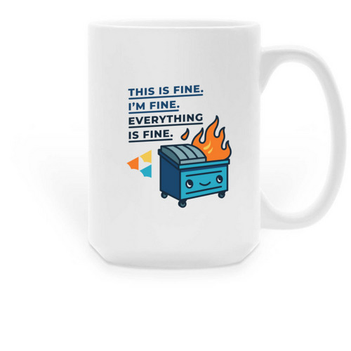 Everything Is Fine Dumpster Mug, a White Large Coffee Mug