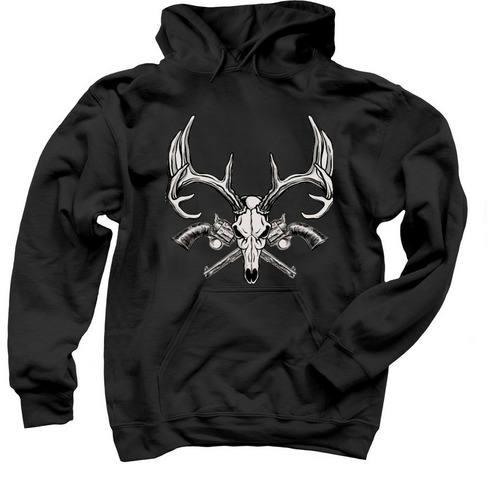 Deer Skull v2, a Black Pullover Hoodie
