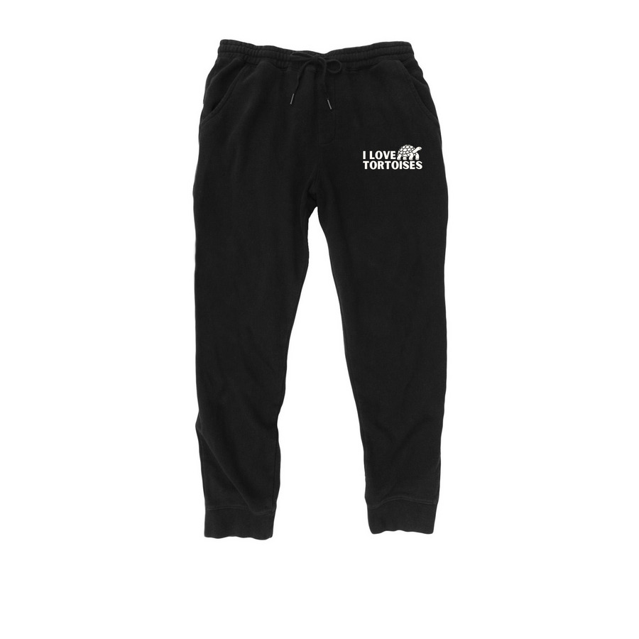 I Love Tortoises - Fleece Sweatpants, a Black Midweight Fleece Joggers