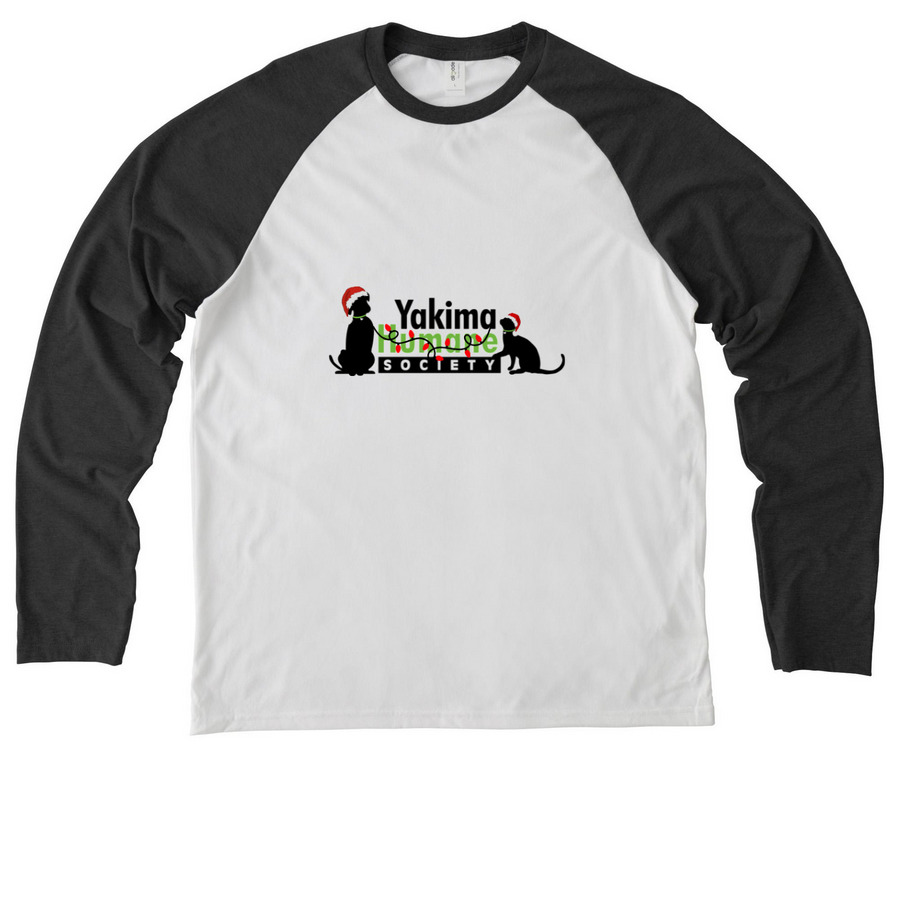 Holiday Fun, a Space Black/ Bright White Allmade Eco Triblend Colorblock Raglan Long Sleeve Tee