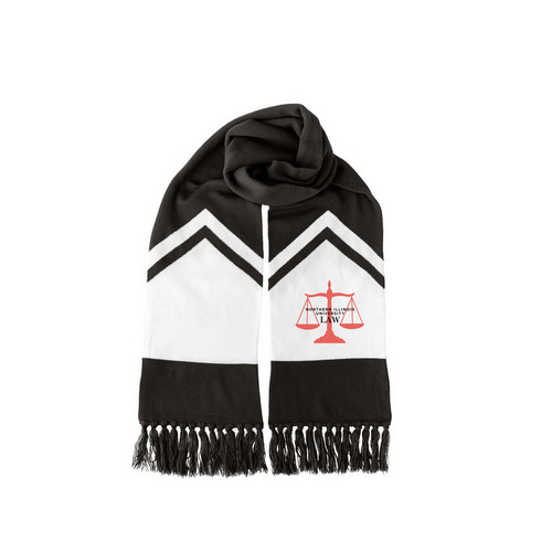 Law Merch Scarf (black lettering), a Black/ White Two-Tone Gameday Scarf