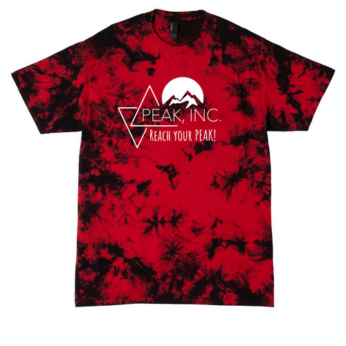 PEAK, a Black/ Red Crystal Tie Dye Tee