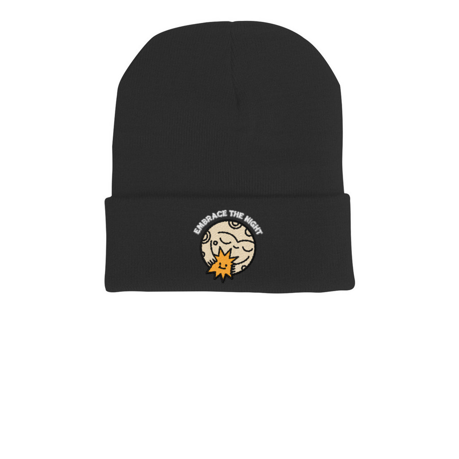 Embrace the Night, a Black Cuffed Beanie