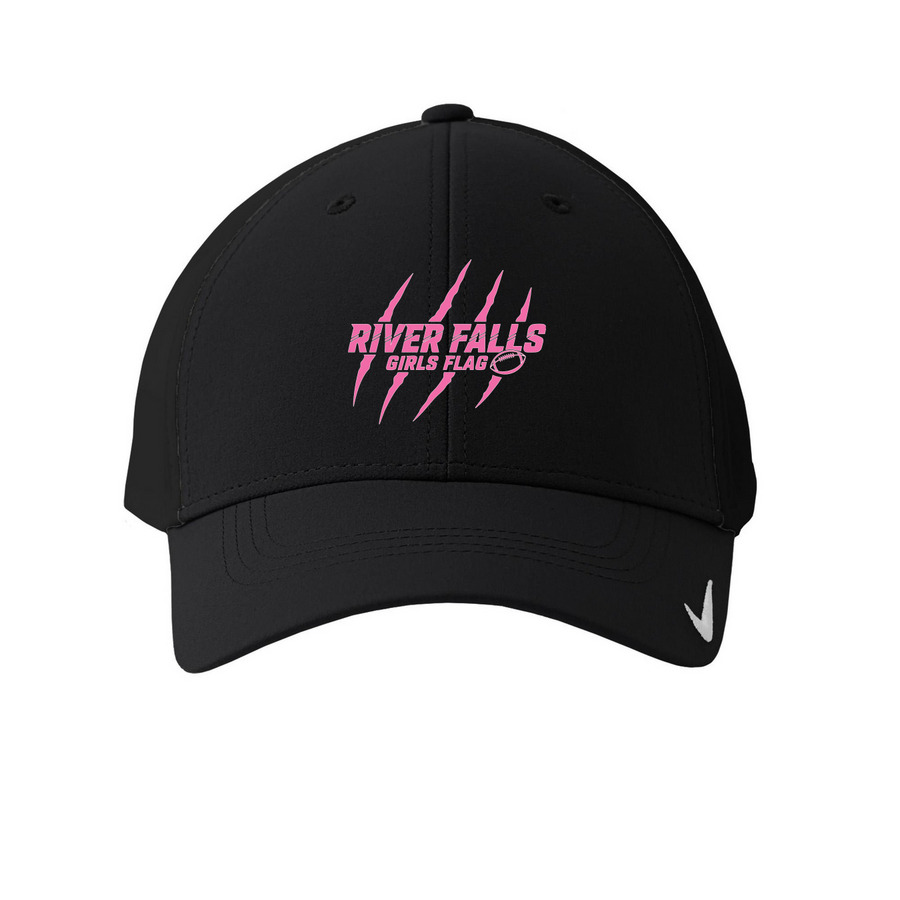 River Falls Girls Flag Pink & Black Nike Cap, a Black Printed Nike Dri-FIT Legacy Performance Cap