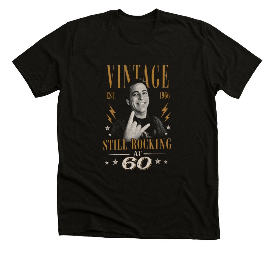 Brad?s Still Rocking at 60 Tour Tee, a Black Heather Premium Unisex Tee