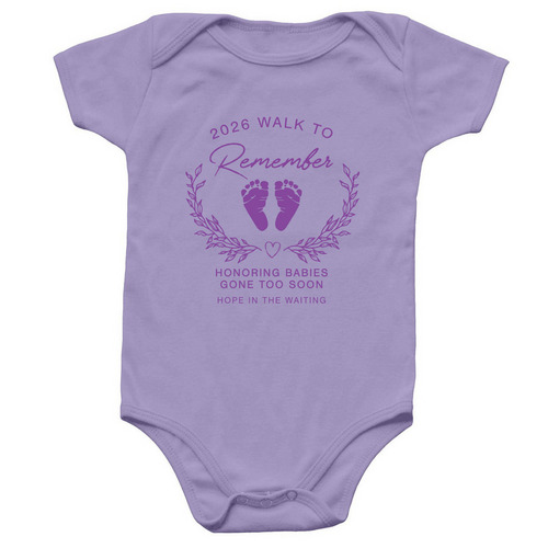 2026 Walk to Remember-Onesie, a Lavender Infant Onesie