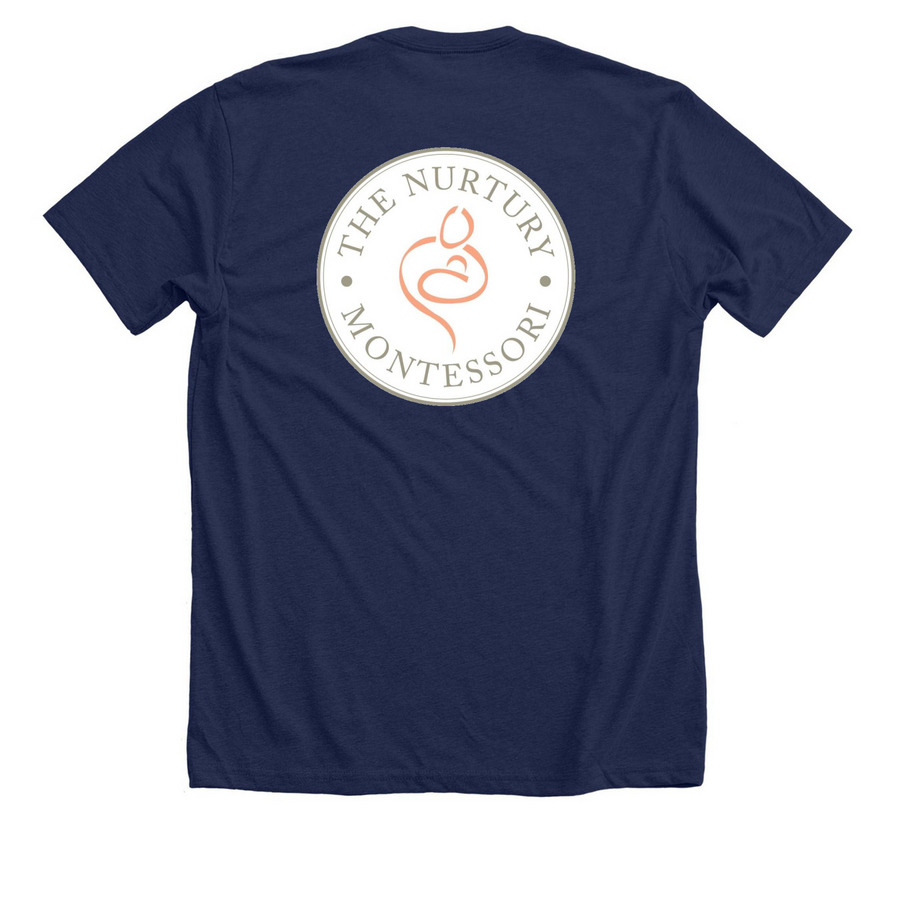 The Nurtury Montessori, a Solid Navy Blend Premium Unisex Tee (back-view)