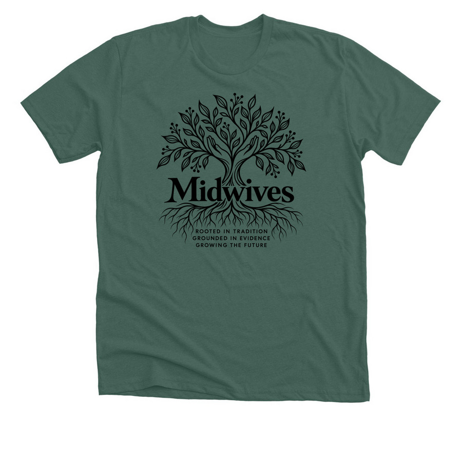 Midwives Tree 2026, a Heather Forest Premium Unisex Tee