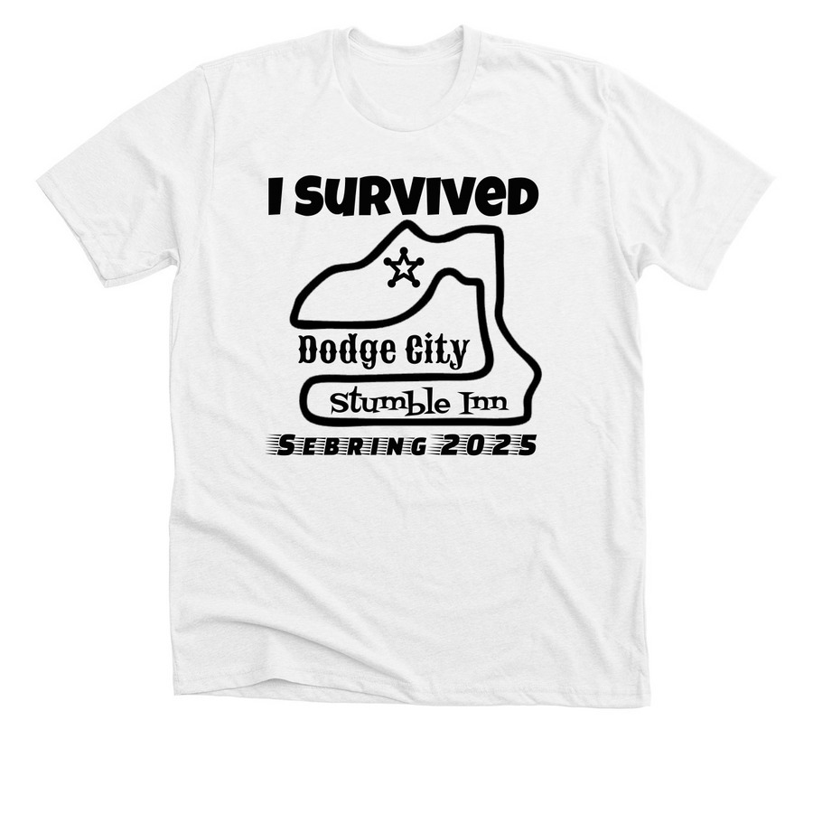 I Survived Dodge City 25 Blk, a Solid White Blend Premium Unisex Tee