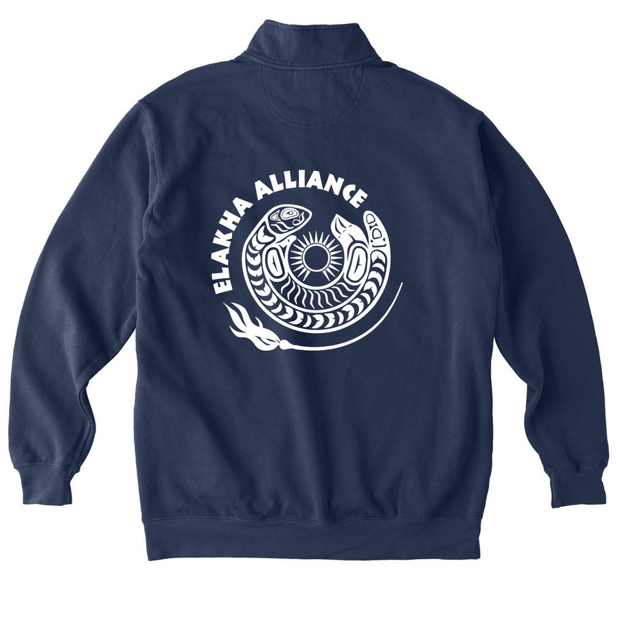 Elakha Alliance Quarter-Zip Pullover, a True Navy Comfort Colors Quarter Zip Pullover (back-view)