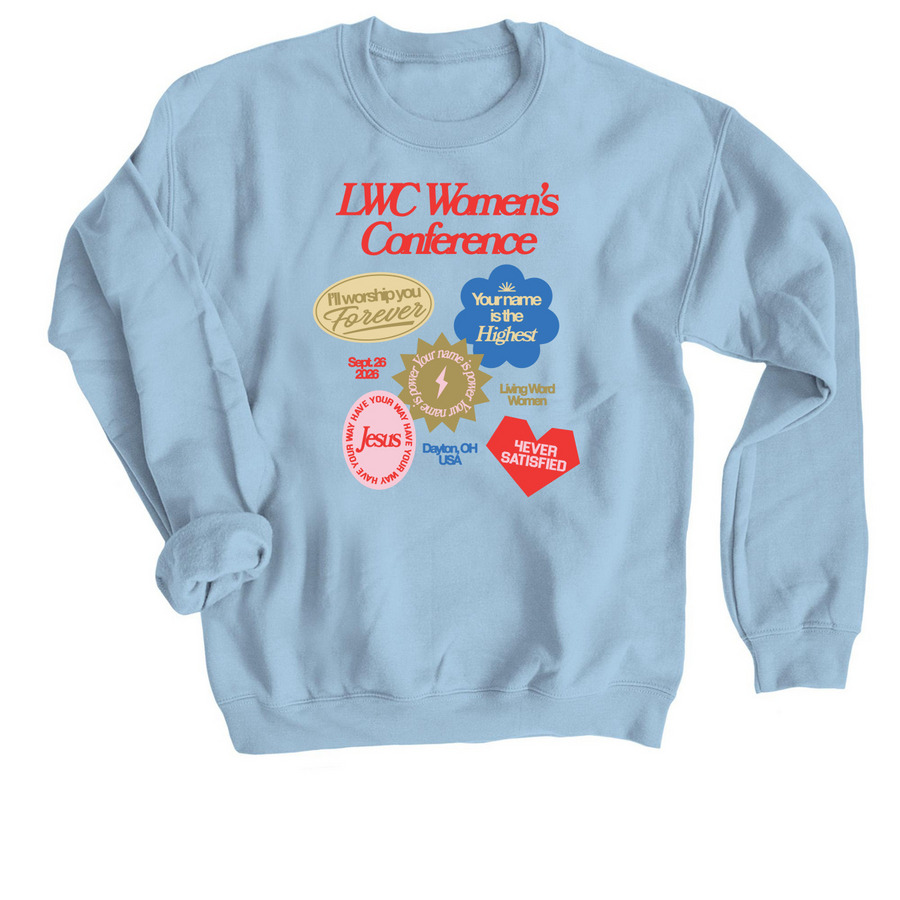 Women's Conf '26, a Light Blue Crewneck Sweatshirt