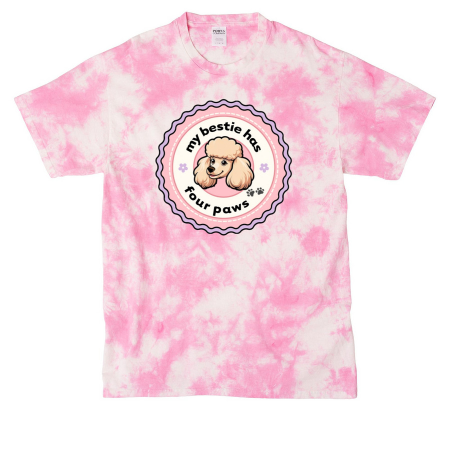 My Bestie Has Four Paws, a Bright Pink Crystal Tie Dye Tee