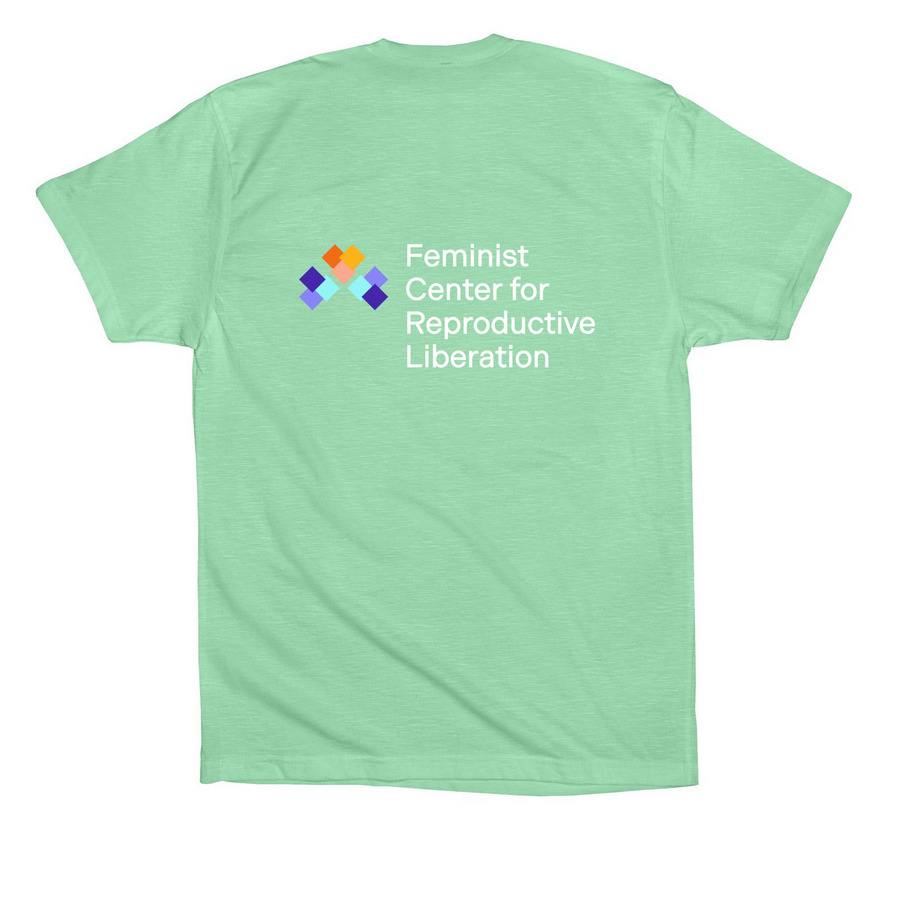 Celebrate 50 Years of Feminism!, a Mint Premium Cotton Tee (back-view)