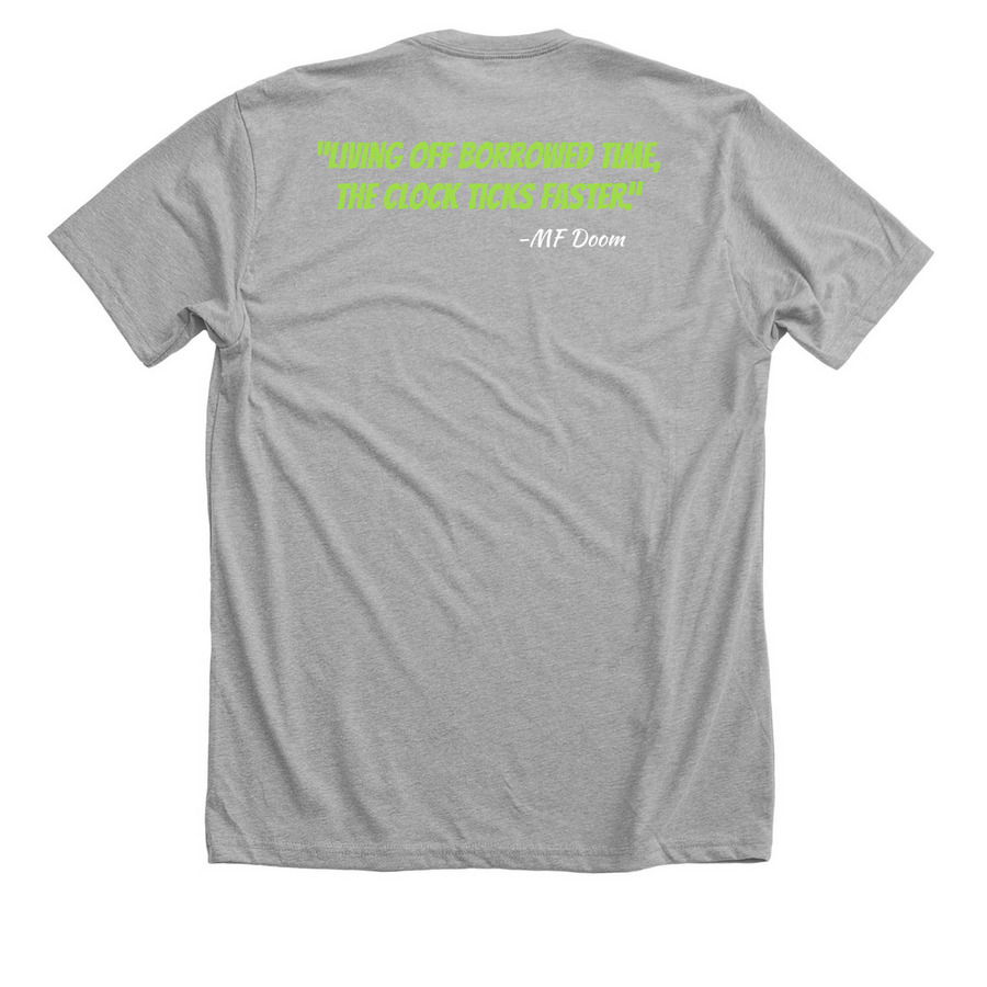 D O O M, a Athletic Heather Premium Unisex Tee (back-view)