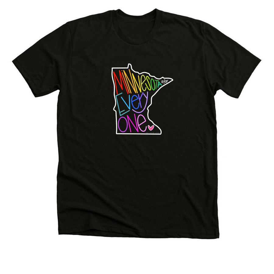 MN is for Everyone white outline, a Black Heather Premium Unisex Tee