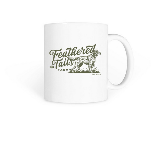 Feathered Tails Farm - Mug, a White Coffee Mug