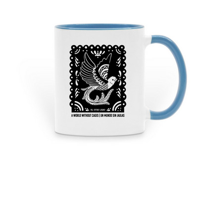 A World Without Cages, a Light Blue Two-Tone Ceramic Mug