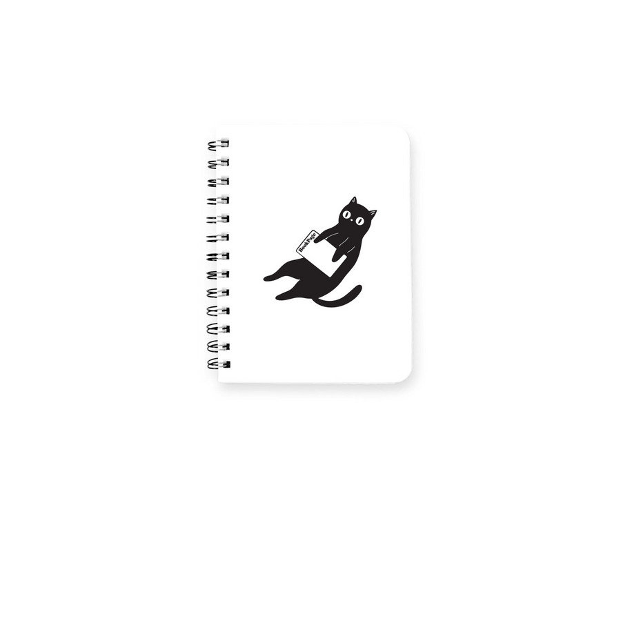 Black Cat Reads BookPage Notebook, a White Spiral Notebook