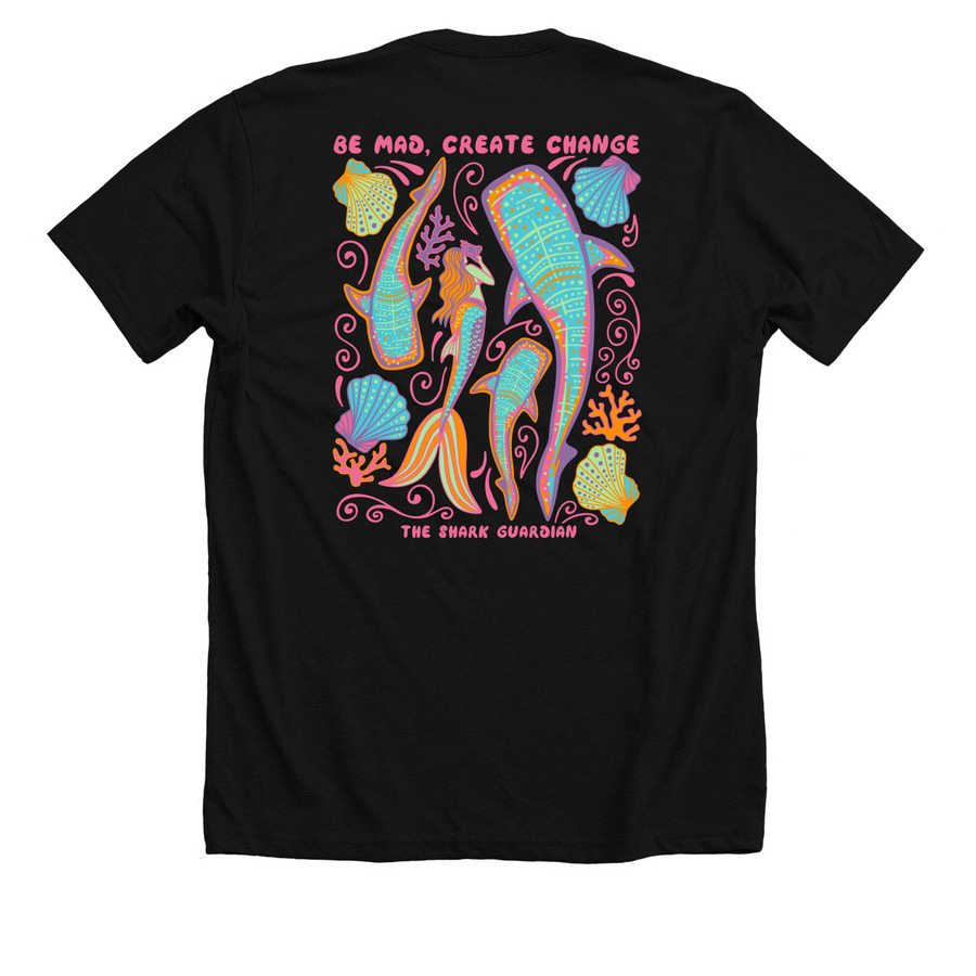 Be Mad, Create Change, a Solid Black Blend Premium Unisex Tee (back-view)
