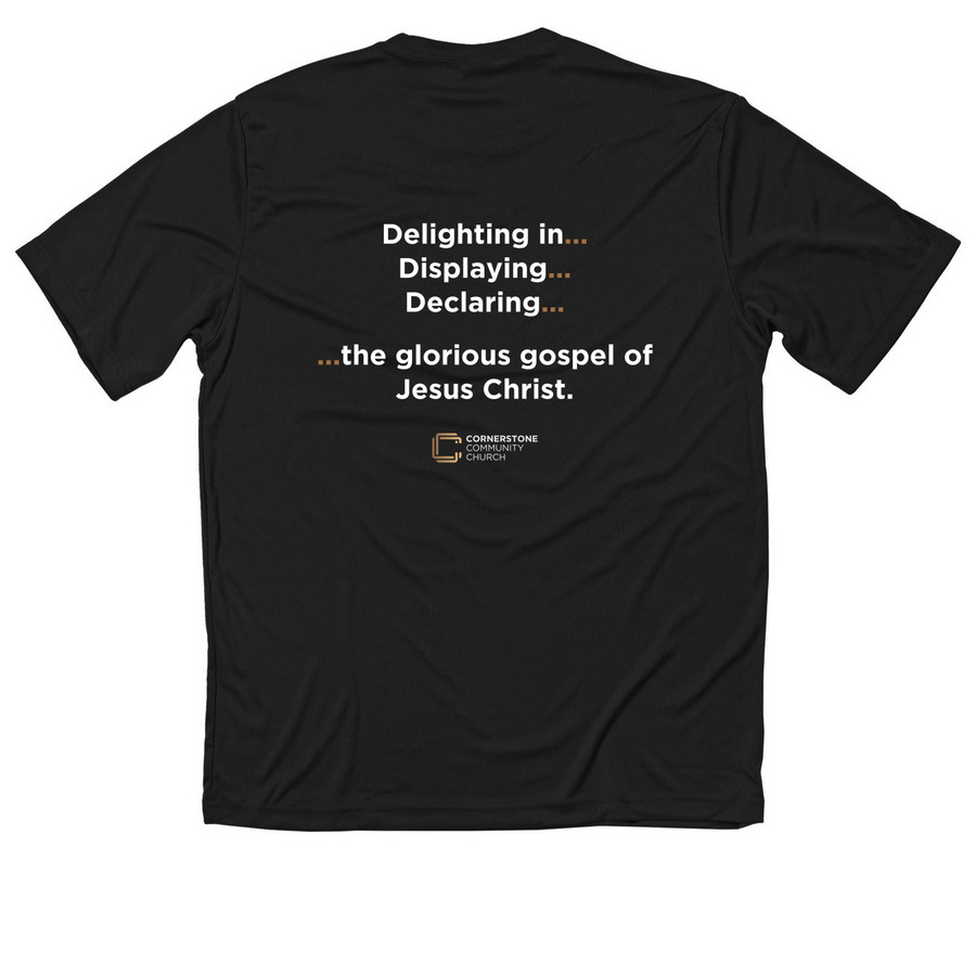 Cornerstone Performance Shirts, a Black Classic Performance Tee (back-view)