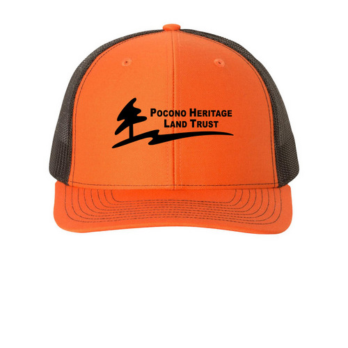 Orange PHLT Hat V2, a Orange/ Black Printed Snapback Trucker Cap