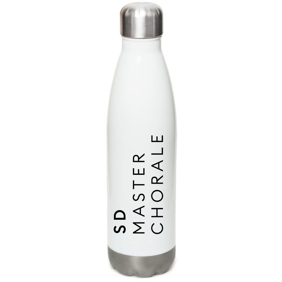 San Diego Master Chorale Water Bottle, a White Stainless Steel Water Bottle