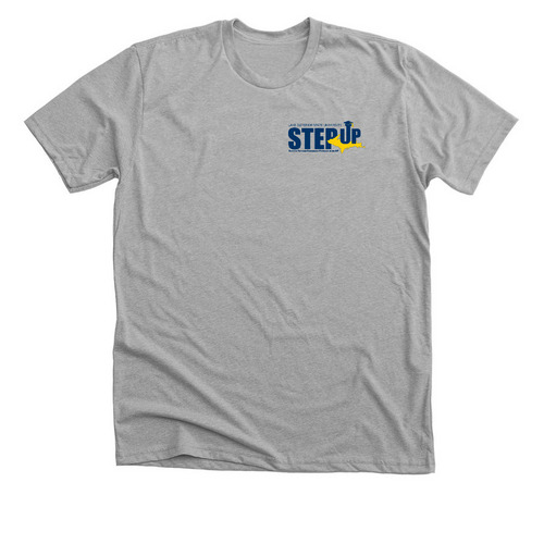 STEP UP small logo/plain back, a Athletic Heather Premium Unisex Tee