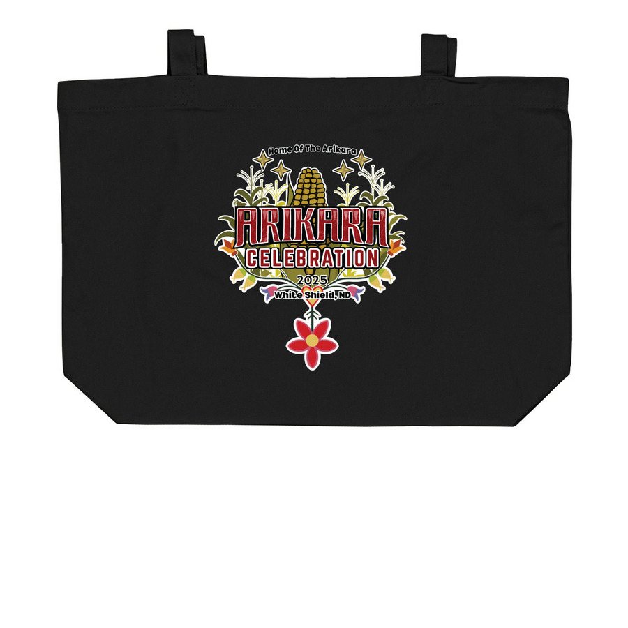 Arikara Celebration Totes, a Black Large Organic Cotton Tote Bag