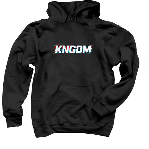 KNGDM "GLITCH" BLACK HOODIE, a Black Pullover Hoodie