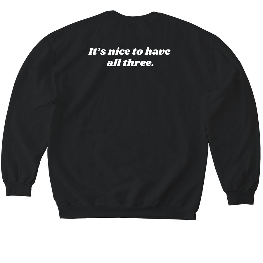 Love, Peace & Happiness, a Black Softstyle Crewneck Sweatshirt (back-view)