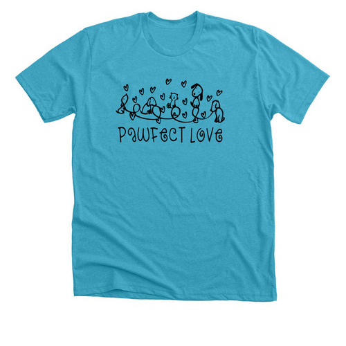 Pawfect Love, a Heather Aqua Premium Unisex Tee