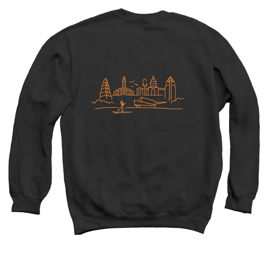 Austin, a Black Crewneck Sweatshirt (back-view)