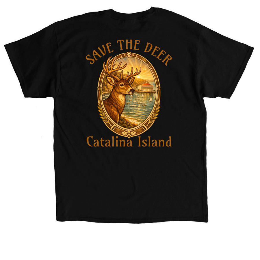 Coalition to Save Catalina Island Deer, a Black Classic Unisex Tee (back-view)