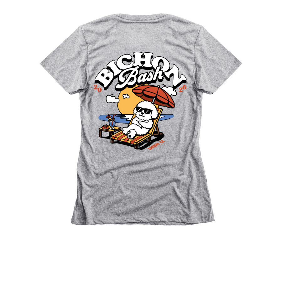 Bichon Bash 2026, a Dark Heather Grey Women's Slim Fit Tee (back-view)
