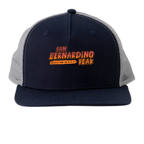 San Bernardino Peak Snapbackt, a Navy and Grey Printed Trucker Hat