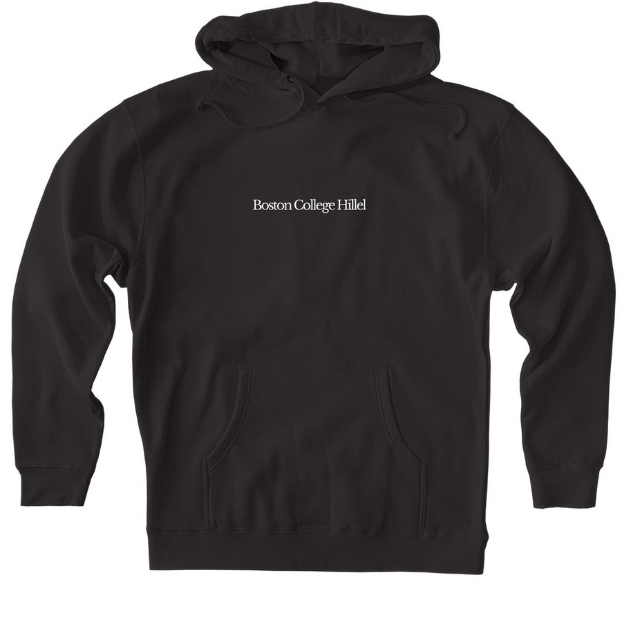 BC Hillel - Updated Center Logo, a Black Heavyweight Pullover Hoodie