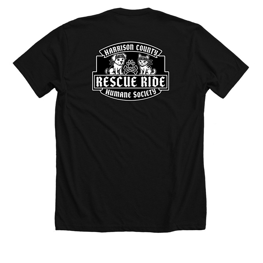 Harrison County Iowa Humane Society, a Solid Black Blend Premium Unisex Tee (back-view)