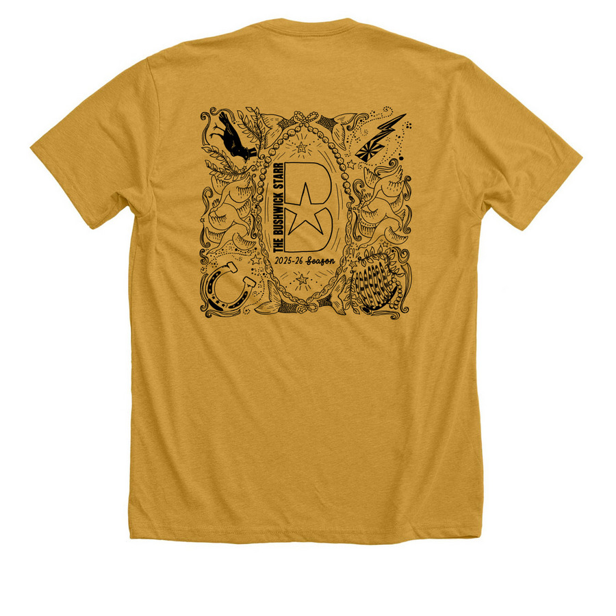 2025-26 Season Design, a Heather Mustard Premium Unisex Tee (back-view)
