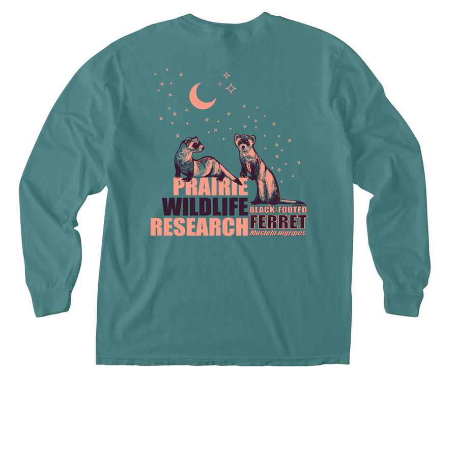 PWR Black-footed Ferret Pocket Tee, a Seafoam Comfort Colors Long Sleeve Pocket Tee (back-view)