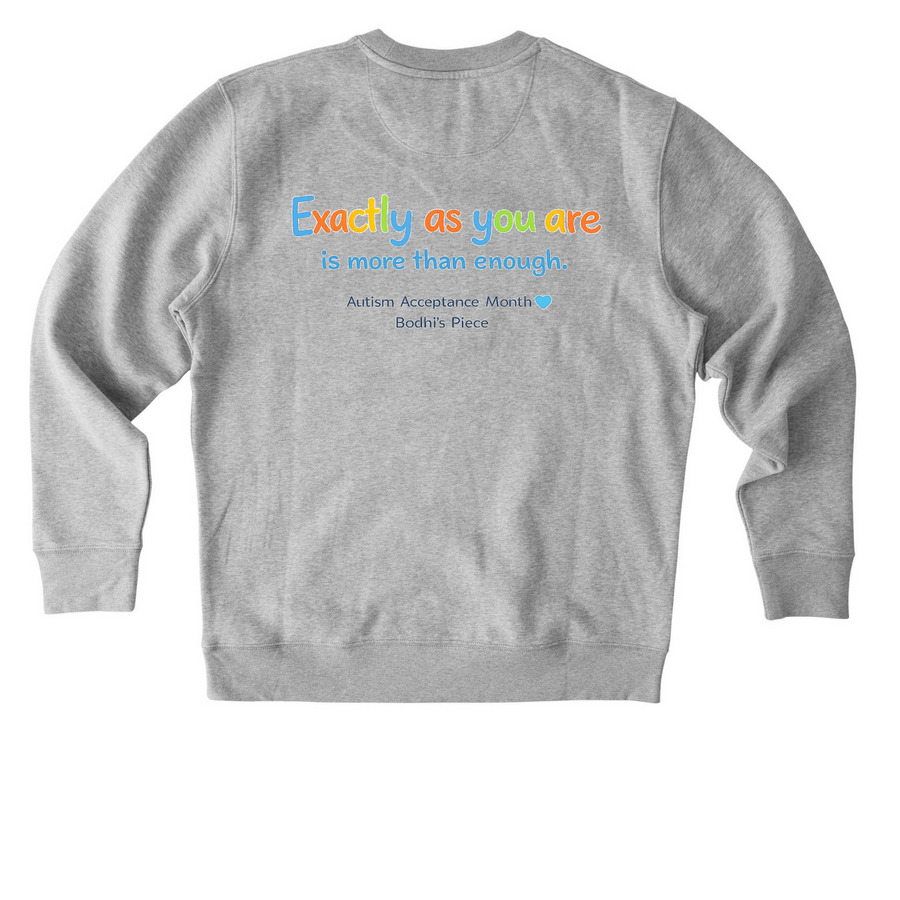 Bodhi?s Piece ? Autism Acceptance Month Tee, a Heather Grey Stanley/Stella Unisex Changer 2.0 Crewneck Sweatshirt (back-view)